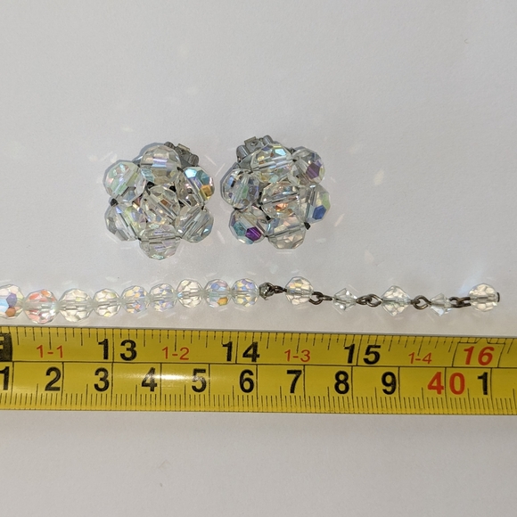 EVC AB CRYSTALS NECKLACE & MATCHING CLIP ON EARRINGS - Picture 14 of 15